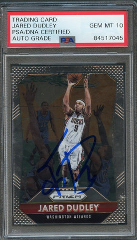 2015-16 Panini Prizm #215 Jared Dudley Signed Card AUTO 10 PSA Slabbed Wizards