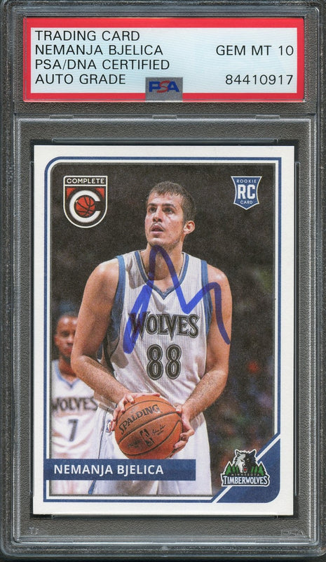2015-16 Panini Complete #307 Nemanja Bjelica Signed Card AUTO 10 PSA/DNA Slabbed RC Timberwolves