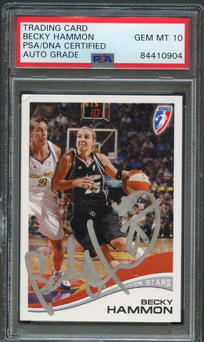 2007 WNBA #32 Becky Hammon Signed Card PSA Slabbed Auto 10 Silver Stars