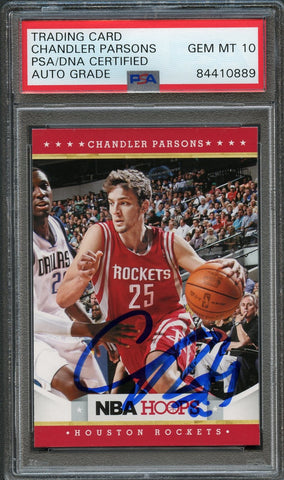2012 13 NBA Hoops #252 Chandler Parsons Signed Card AUTO 10 PSA/DNA Slabbed Rockets