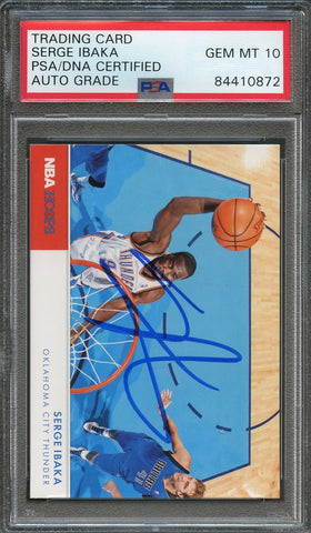 2012-13 NBA Hoops #17 Serge Ibaka Signed Card AUTO 10 PSA Slabbed