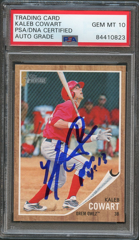 2011 Topps Heritage Minor League #90 Kaleb Cowart Signed Card PSA Slabbed Auto 10 Angels