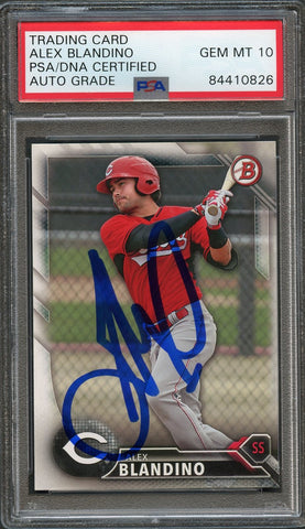 2016 Bowman #BP119 Alex Blandino Signed Card PSA Slabbed Auto 10 Reds