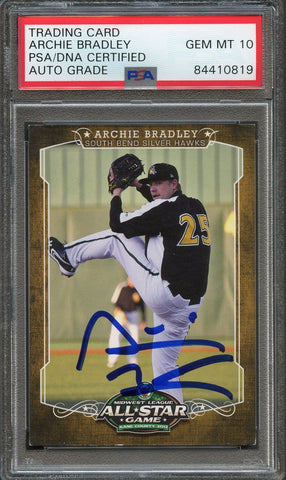 2012 Midwest League All-Star Card Archie Bradley Signed Card PSA Slabbed Auto 10 Dbacks