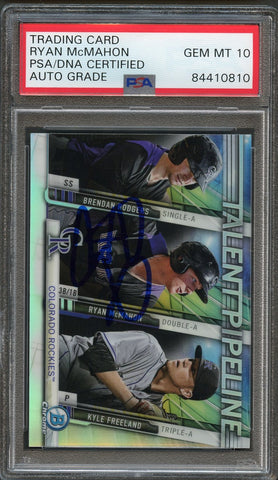 2017 BOWMAN CHROME #TP-COL RYAN MCMAHON Signed Card PSA Slabbed Auto Grade 10 Rockies