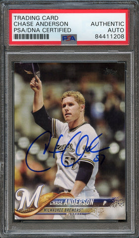 2018 Topps Series 1 #54 Chase Anderson Signed Card PSA Slabbed Auto Brewers