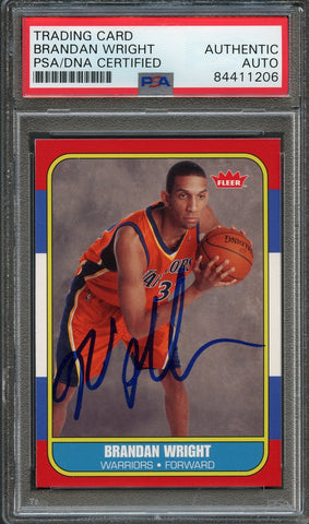 2007-08 Fleer #158 Brandan Wright Signed Card AUTO 10 PSA Slabbed Warriors