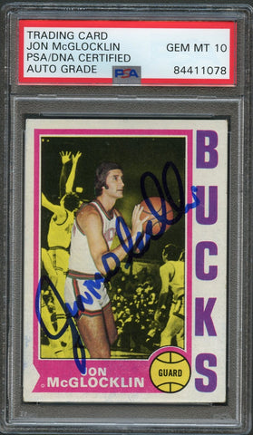 1974 Topps #37 Jon McGlocklin Signed Card AUTO 10 PSA/DNA Slabbed Bucks