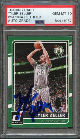 2015-16 Donruss Basketball #18 Tyler Zeller Signed Card AUTO 10 PSA/DNA Slabbed Celtics
