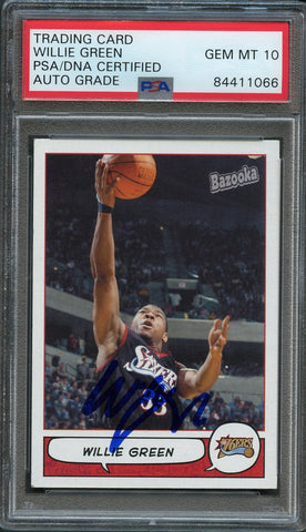 2004-05 Topps Bazooka #16 Willie Green Signed Card AUTO 10 PSA Slabbed 76ers