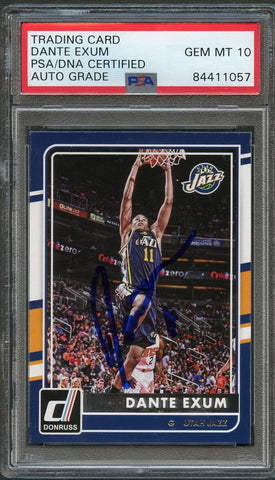 2015-16 Donruss Basketball #191 Dante Exum Signed Card AUTO 10 PSA Slabbed Jazz