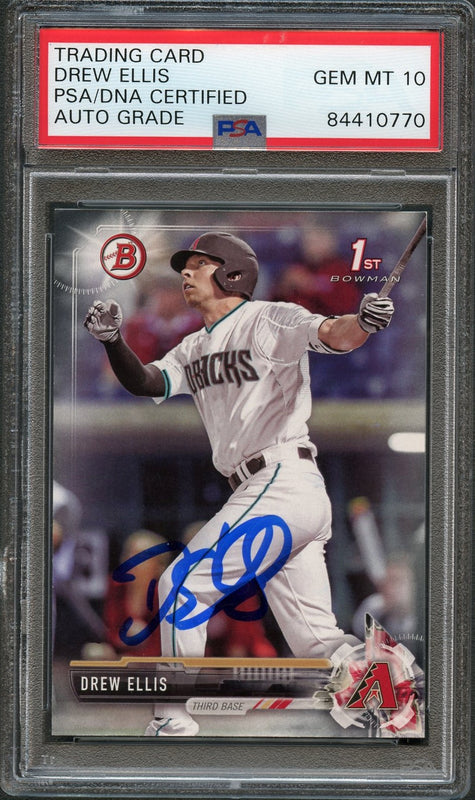 2017 Bowman Draft #BD-158 Drew Ellis Signed Card PSA Slabbed Auto Grade 10 Dbacks