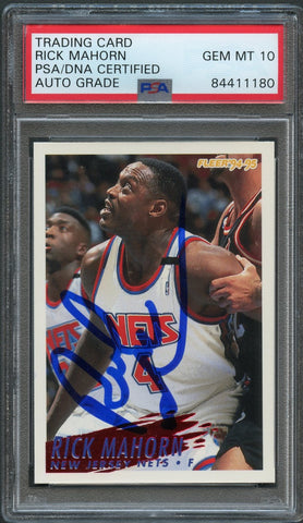 1994-95 Fleer Basketball #330 Rick Mahorn Signed Card AUTO 10 PSA Slabbed New Jersey Nets