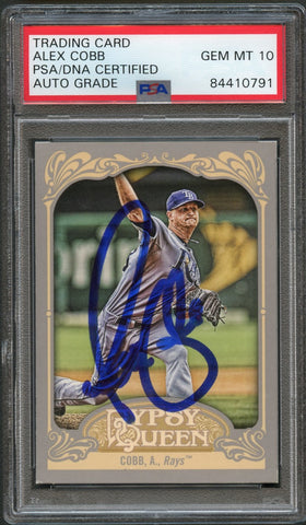 2012 Topps Gypsy Queen #219 Alex Cobb Signed Card PSA Slabbed AUTO 10 Rays