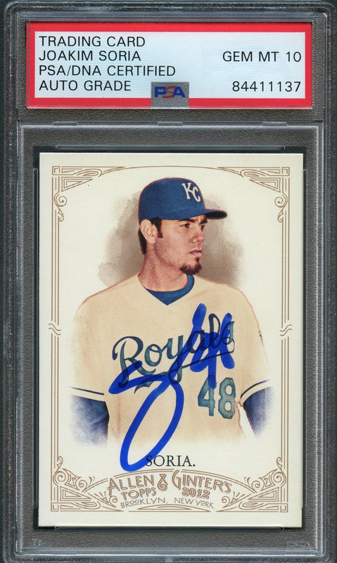 2012 Allen and Ginter #72 Joakim Soria Signed Card AUTO Grade 10 PSA Slabbed Royals