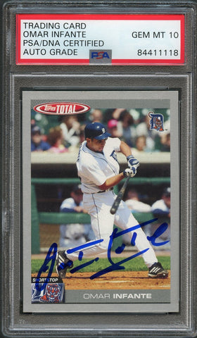 2004 Topps Total #171 Omar Infante Signed Card PSA Slabbed Auto 10 Tigers