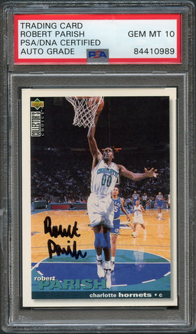 1995-96 Upper Deck Collector's Choice #100 Robert Parish Signed AUTO 10 PSA Slabbed Hornets