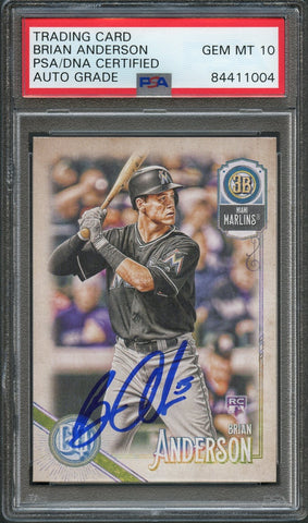 2018 Topps Gypsy Queen #220 Brian Anderson Signed Card PSA Slabbed Auto Grade 10 RC Marlins