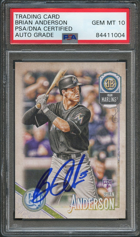 2018 Topps Gypsy Queen #220 Brian Anderson Signed Card PSA Slabbed Auto Grade 10 RC Marlins