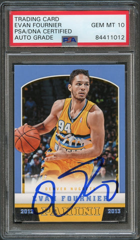 2012-13 Panini Basketball #253 Evan Fournier Signed Card AUTO 10 PSA Slabbed Nuggets