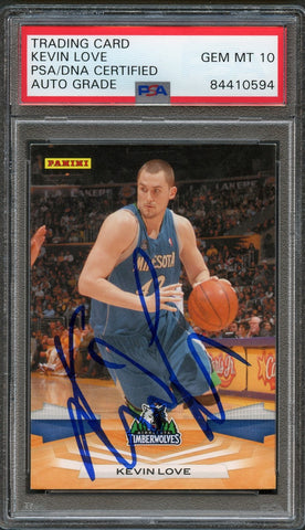 2009-10 Panini Basketball #214 Kevin Love Signed Card AUTO 10 PSA Slabbed Timberwolves