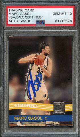 2010 Donruss #91 Marc Gasol Signed Card AUTO 10 PSA Slabbed Grizzlies