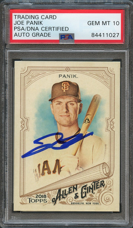 2018 Topps Allen and Ginter #185 Joe Panik signed card PSA Auto Grade 10 Slabbed Giants