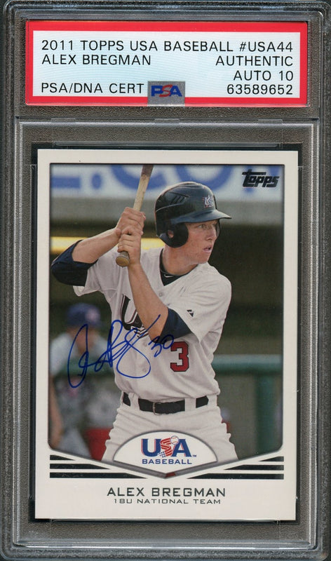 2011 Topps USA Baseball #USA44 Alex Bregman Signed Card PSA Slabbed Auto Grade 10USA