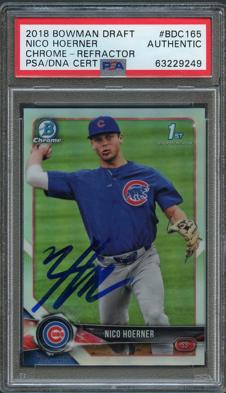 2018 Bowman Draft Refractor BD-165  Nico Hoerner Signed Card PSA Slabbed Auto Cubs