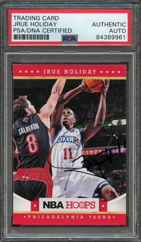 2012-13 NBA HOOPS #24 Jrue Holiday Signed Card AUTO PSA Slabbed 76ers