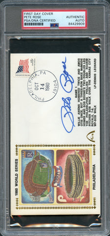 Pete Rose Signed 1980 First Day Cover PSA/DNA Philadelphia Phillies Autographed Slabbed
