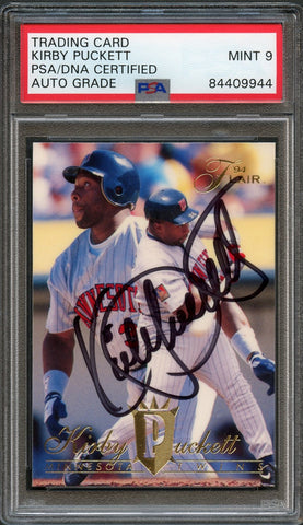 1994 Flair #77 Kirby Puckett Signed Card PSA Mint 9 Slabbed Auto Twins
