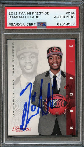 2012-13 Panini Prestige #214 Damian Lillard Signed Card AUTO PSA Slabbed Trail Blazers RC