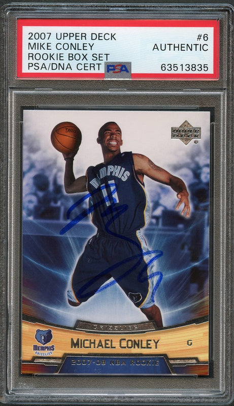2007-08 Upper Deck Box Set #6 Mike Conley signed Auto Card PSA/DNA Slabbed RC Grizzlies