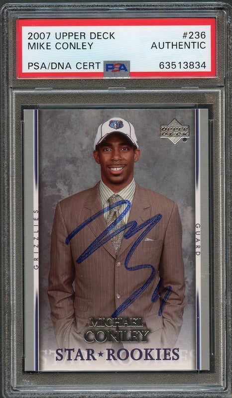 2007-08 UPPER DECK STAR ROOKIES #236 Mike Conley signed Auto Card PSA/DNA Slabbed RC Grizzlies