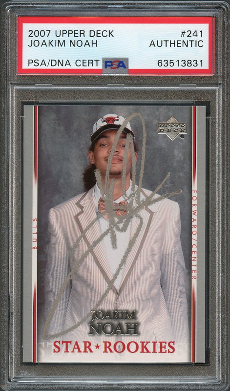 2007-08 Upper Deck #241 Joakim Noah Signed Rookie Card AUTO PSA Slabbed RC Bulls