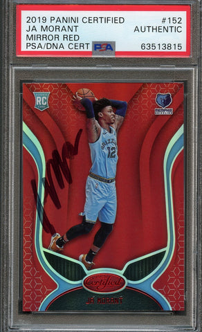 2019 Certified Mirror Red #152 Ja Morant Signed Card AUTO PSA Slabbed Grizzlies