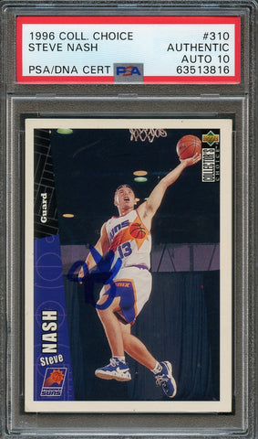 1996 Upper Deck Collectors Choice #310 Steve Nash Signed Card Auto 10 PSA Slabbed Suns