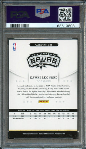 2012 PANINI HOOPS KAWHI LEONARD ROOKIE RC #236 AUTO PSA Slabbed