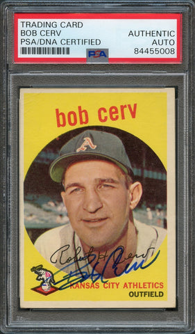 1959 Topps #100 Bob Cerv Signed Card PSA Slabbed Auto Kansas City Athletics