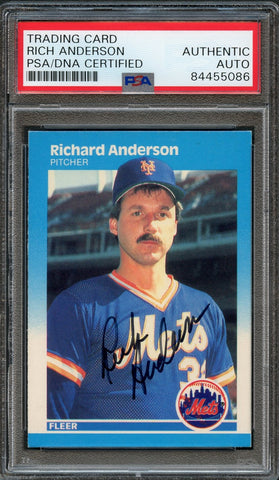 1987 Fleer #2 Richard Anderson Signed Card PSA Slabbed Auto Mets