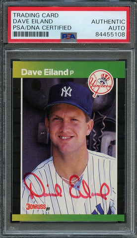 1989 Donruss #481 Dave Eiland Signed Card PSA Slabbed Auto Yankees