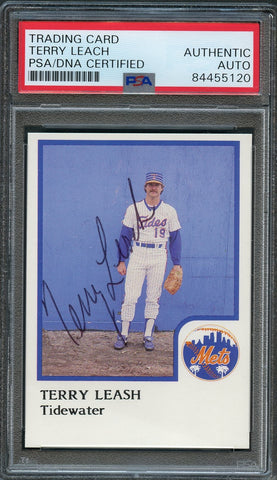 1986 Tidewater Tides ProCards #15 Terry Leach Signed Card PSA Slabbed Auto Mets