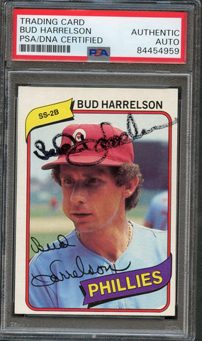 1980 Topps #566 Bud Harrelson Signed Card PSA Slabbed Auto Phillies