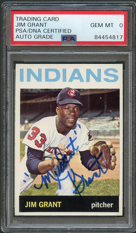 1964 Topps #133 Jim Grant Signed Card PSA Slabbed Auto 10 Cleveland