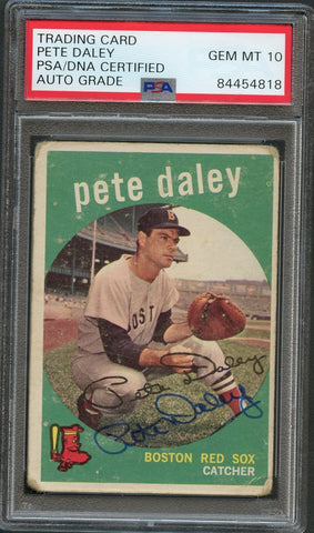 1959 TOPPS #276 PETE DALEY Card PSA Slabbed Auto 10 Red Sox