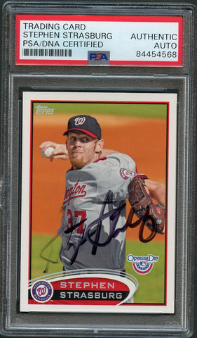 2012 Topps Opening Day #190 Stephen Strasburg Signed Card PSA Slabbed Auto Nationals