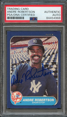 1986 Fleer #117 Andre Robertson Signed Card PSA Slabbed Auto Yankees