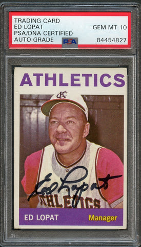 1964 Topps #348 ED LOPAT Signed Card PSA Slabbed Auto 10 A's