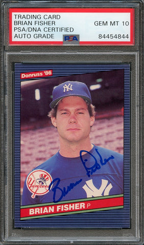 1986 Donruss #492 Brian Fisher Signed Card PSA Slabbed Auto 10 Yankees